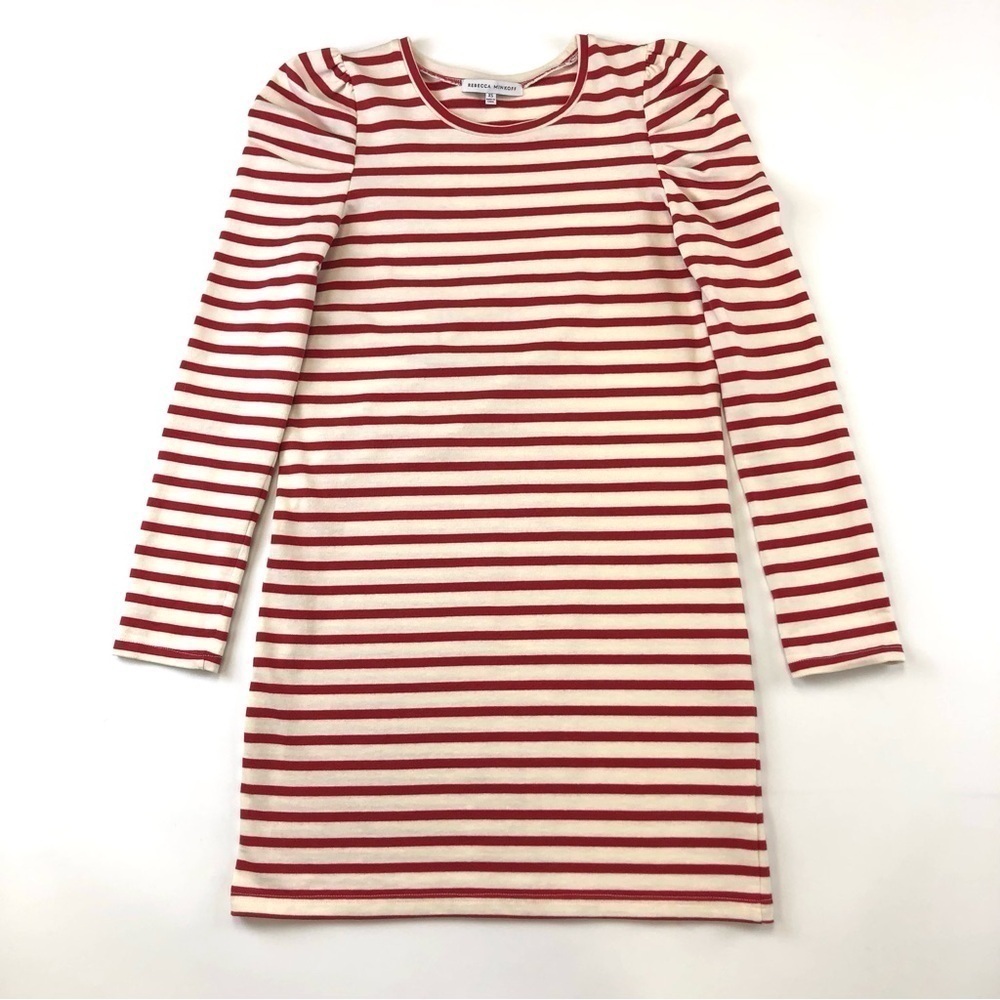 Rebecca Minkoff striped cotton dress XS Talia cream white long sleeve Nautical